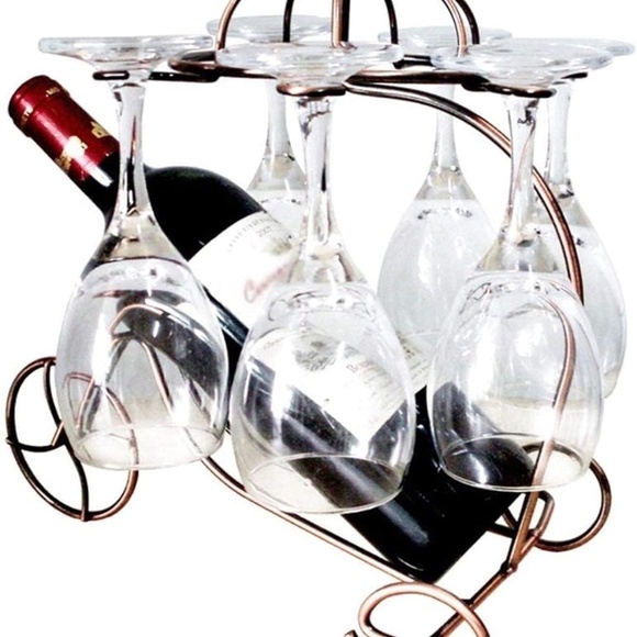 NWOT Temkin Wine Rack Modern Iron Wine Glass Holder Metal Chariot Wine Bottles - Picture 2 of 6